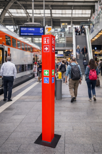 Warnsäule, Hinweissäule, Verbotssäule für Feuerlöscher - RAL 3020 (Verkehrsrot)