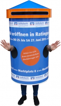 Preview: Laufsäule Volksbank - Bauhöhe 1,30 m, Ø 62 cm