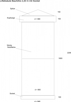 Litfaßsäule Sascha - Bauhöhe 2,20 m, Ø 80 cm