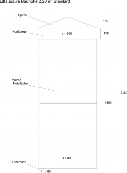 Litfaßsäule Polli - Bauhöhe 2,20 m, Ø 80 cm