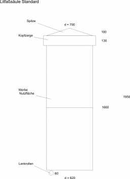 Spendensäule universal - Bauhöhe 2,00 m, Ø 62 cm