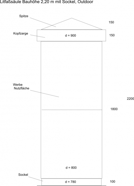 Litfaßsäule Boss - Bauhöhe 2,20 m, Ø = 80 cm Litfaßsäule Boss - Bauhöhe 2,20 m, Ø = 80 cm