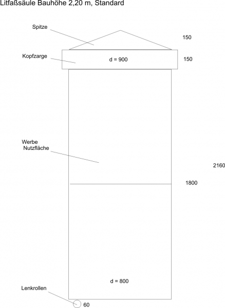 Litfaßsäule Nele - Bauhöhe 2,16 m, Ø 80 cm