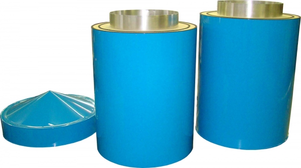 Litfaßsäule 3-teilig blau - Bauhöhe 2,00 m, Ø 62 cm Litfaßsäule 3-teilig blau - Bauhöhe 2,00 m, Ø 62 cm